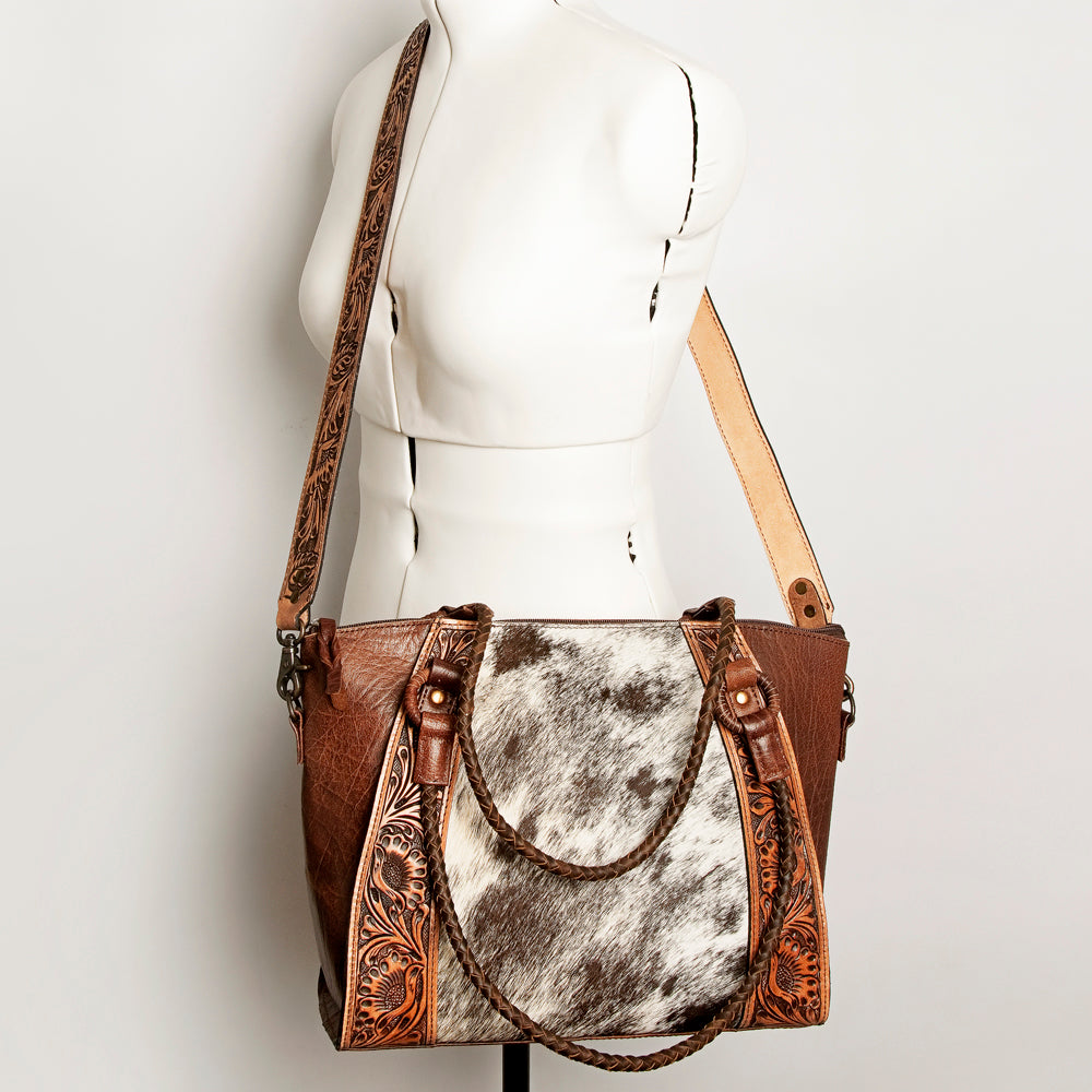 American Darling Hand-Tooled Hair-On Genuine Leather Tote