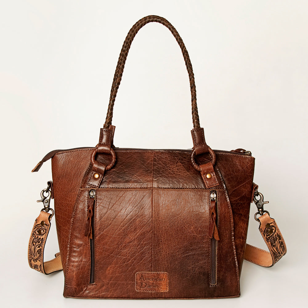 American Darling Hand-Tooled Hair-On Genuine Leather Tote