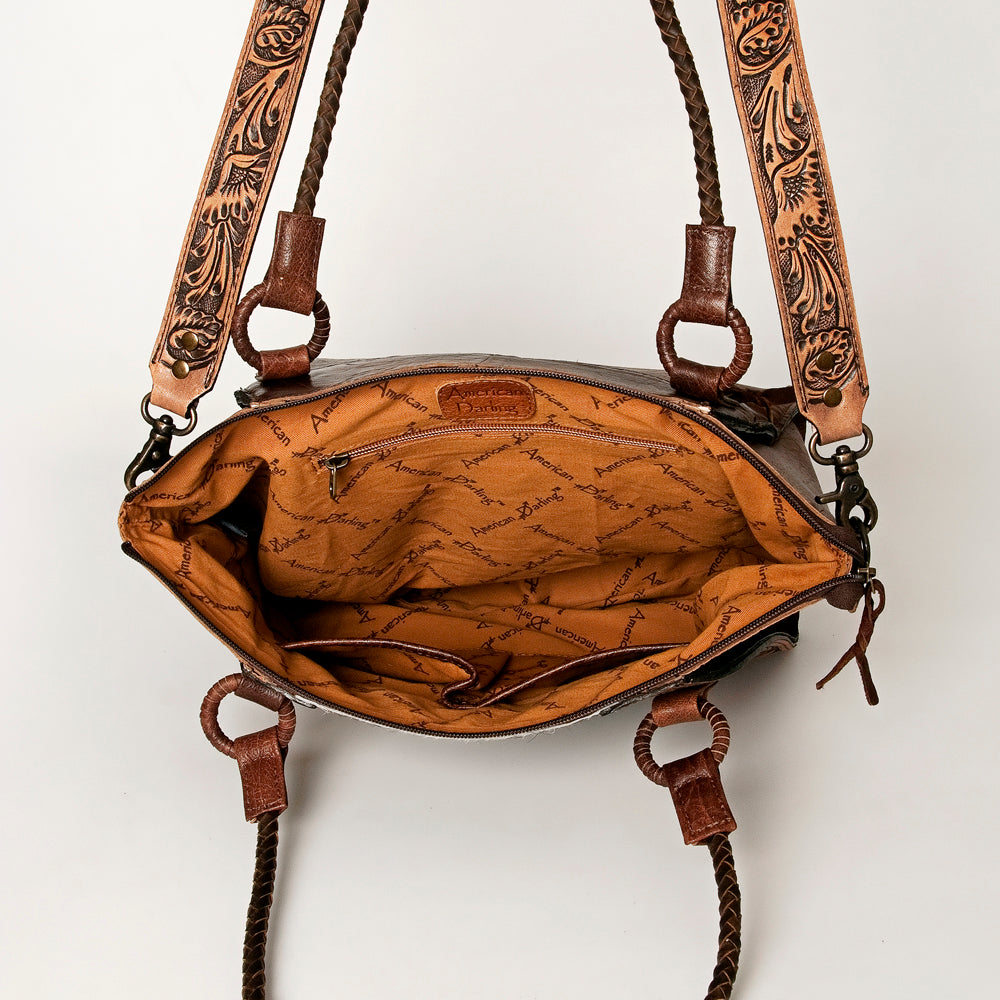 American Darling Hand-Tooled Hair-On Genuine Leather Tote