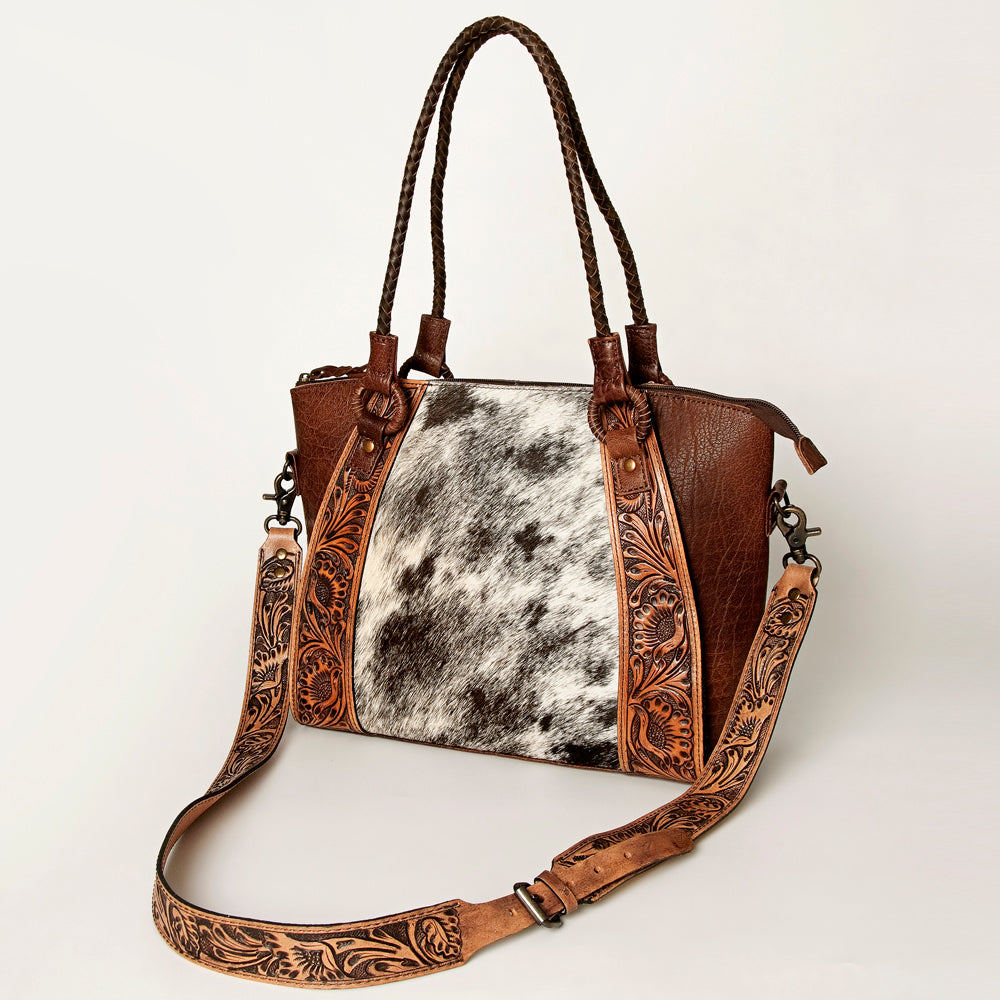 American Darling Hand-Tooled Hair-On Genuine Leather Tote