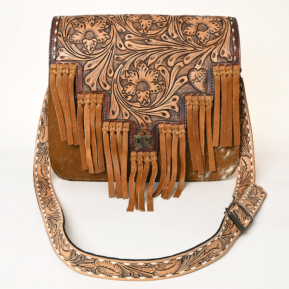 American Darling Hand-Tooled Genuine Leather Messenger Bag