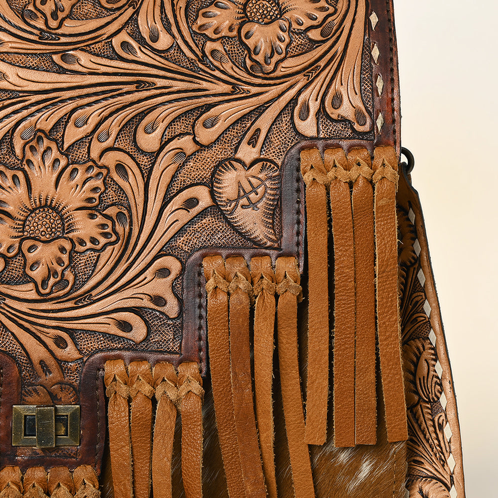 American Darling Hand-Tooled Genuine Leather Messenger Bag
