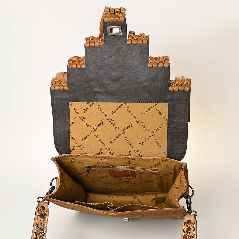 American Darling Hand-Tooled Genuine Leather Messenger Bag