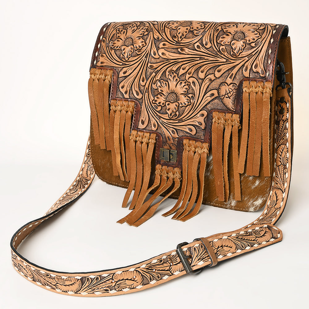 American Darling Hand-Tooled Genuine Leather Messenger Bag