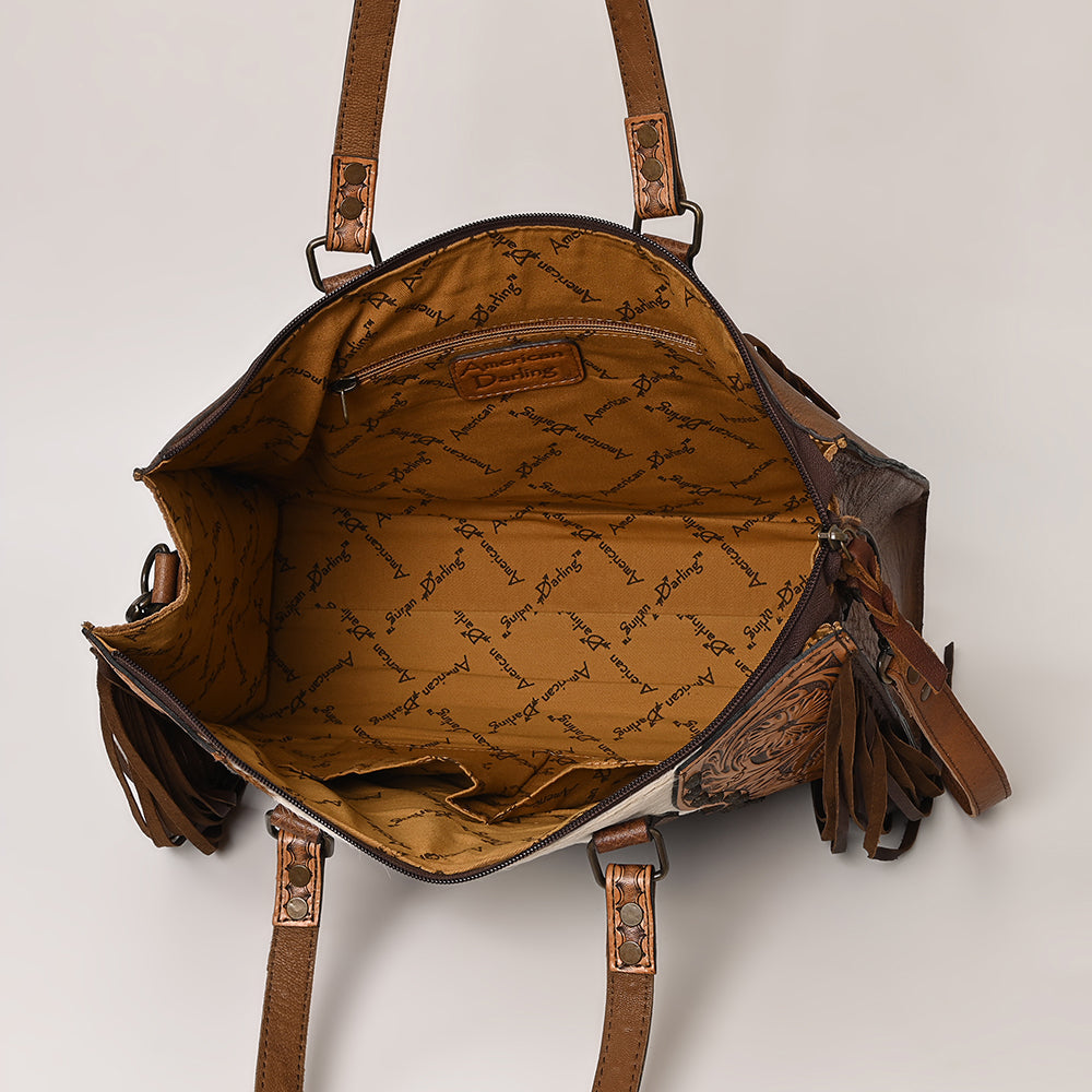 American Darling Hand-Tooled Hair-On Genuine Leather Tote