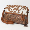 American Darling Hand-Tooled Hair-On Genuine Leather Crossbody Bag