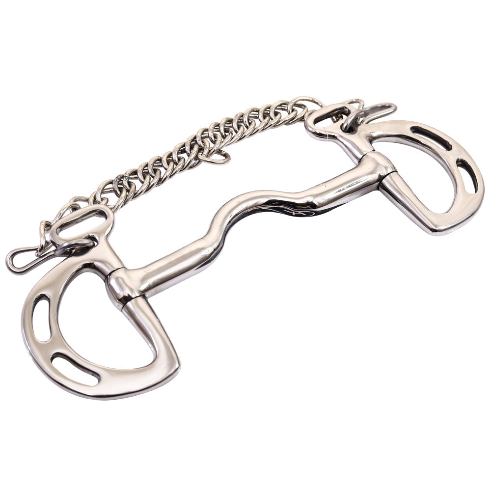 Bar H Equine Stainless Steel Med Port Kimberwick Dring Snaffle Bit W/ Chain|Bits for Horses|Horse Bit |horse bits|snaffle bits for horses|horse bits and bridles