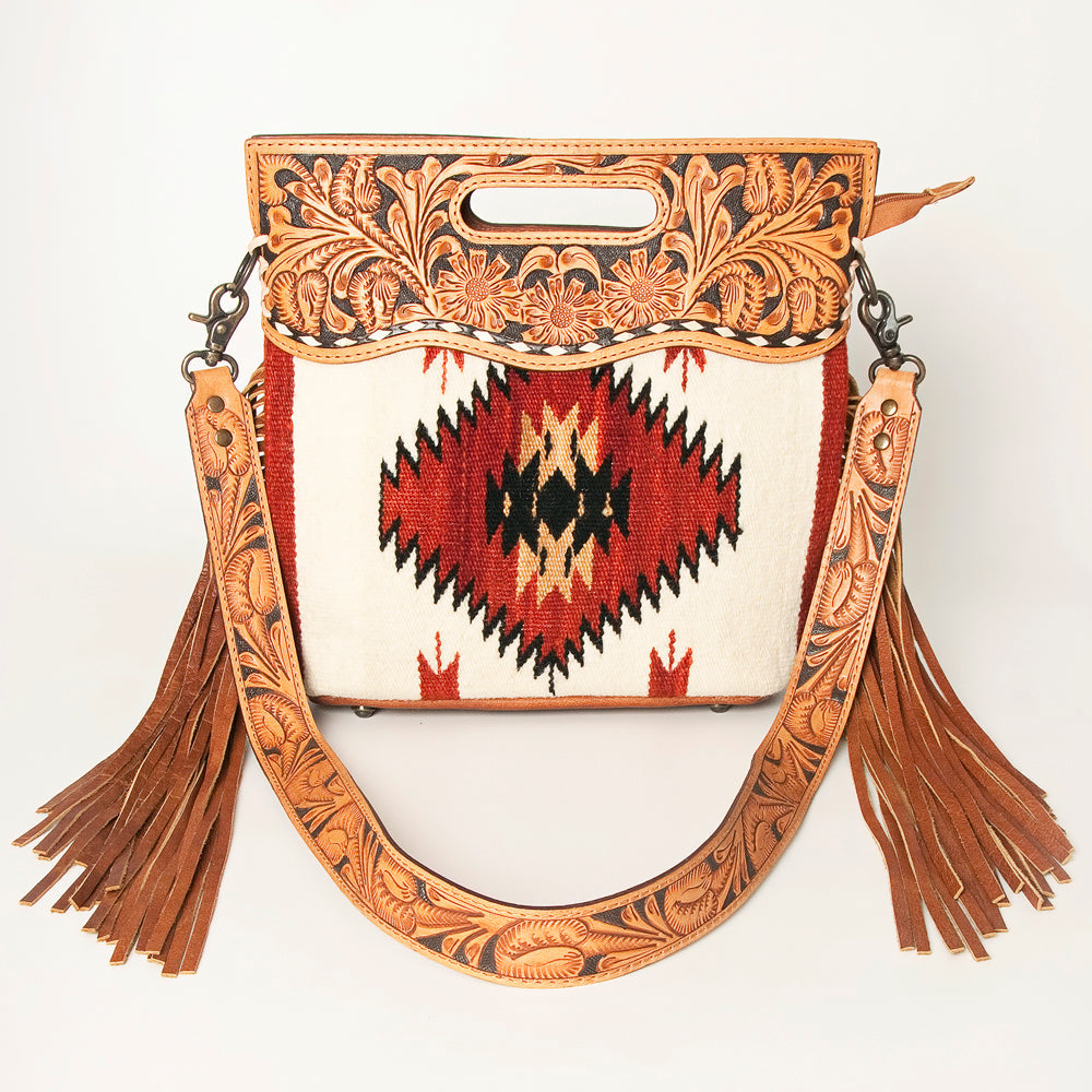 American Darling Clutch Hand Tooled Saddle Blanket Fabric Genuine Leather Western Women Bag Handbag Purse | Purses for Cute