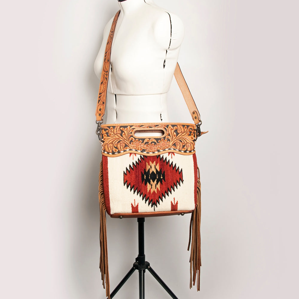 American Darling Clutch Hand Tooled Saddle Blanket Fabric Genuine Leather Western Women Bag Handbag Purse | Purses for Cute