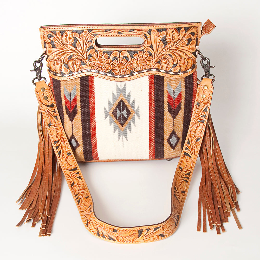 American Darling Clutch Hand Tooled Saddle Blanket Fabric Genuine Leather Western Women Bag Handbag Purse | Purses for Cute