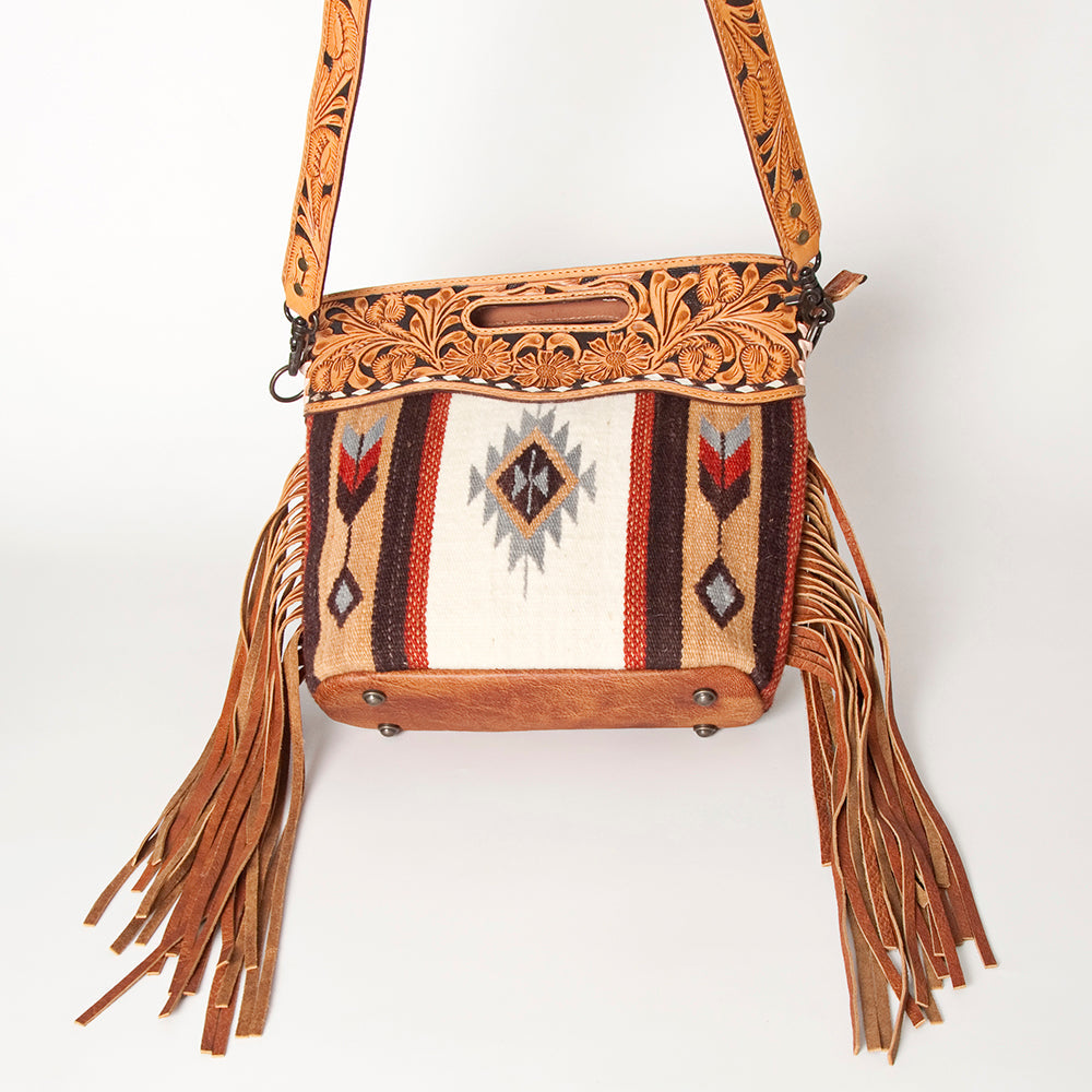 American Darling Clutch Hand Tooled Saddle Blanket Fabric Genuine Leather Western Women Bag Handbag Purse | Purses for Cute