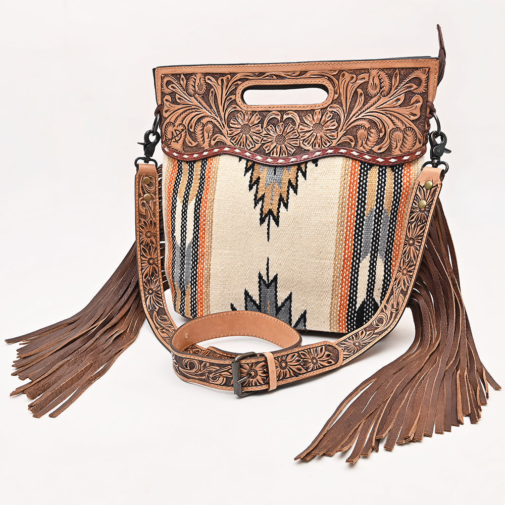 American Darling Clutch Hand Tooled Saddle Blanket Fabric Genuine Leather Western Women Bag Handbag Purse | Purses for Cute