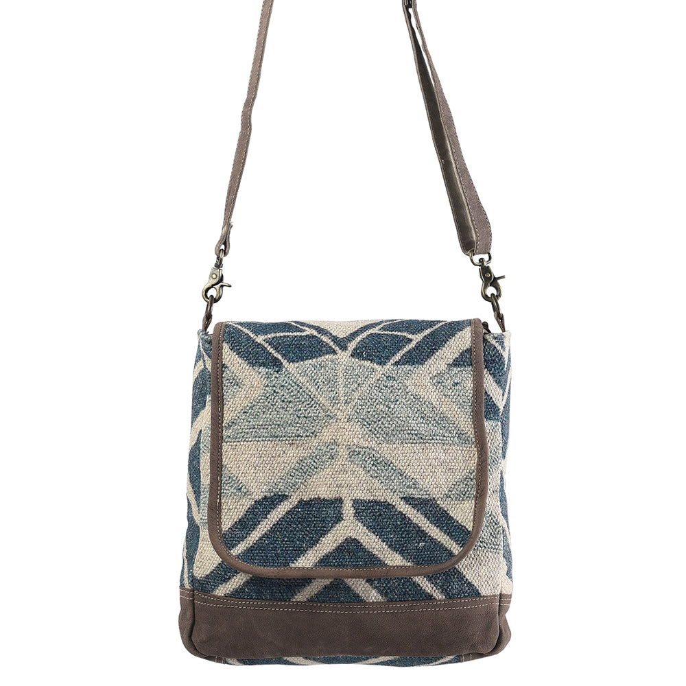 OHLAY Upcycled Wool Canvas Genuine Leather Messenger Bag