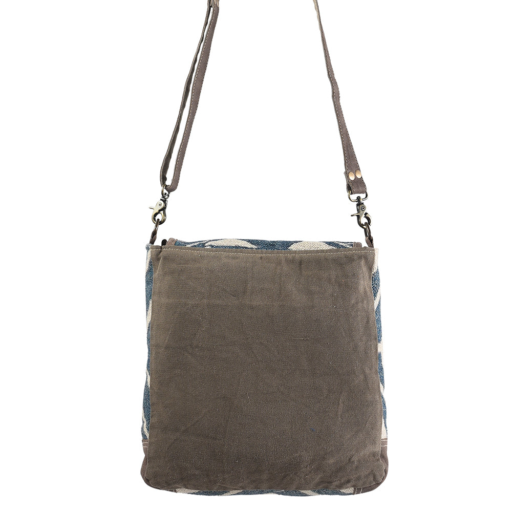 OHLAY Upcycled Wool Canvas Genuine Leather Messenger Bag
