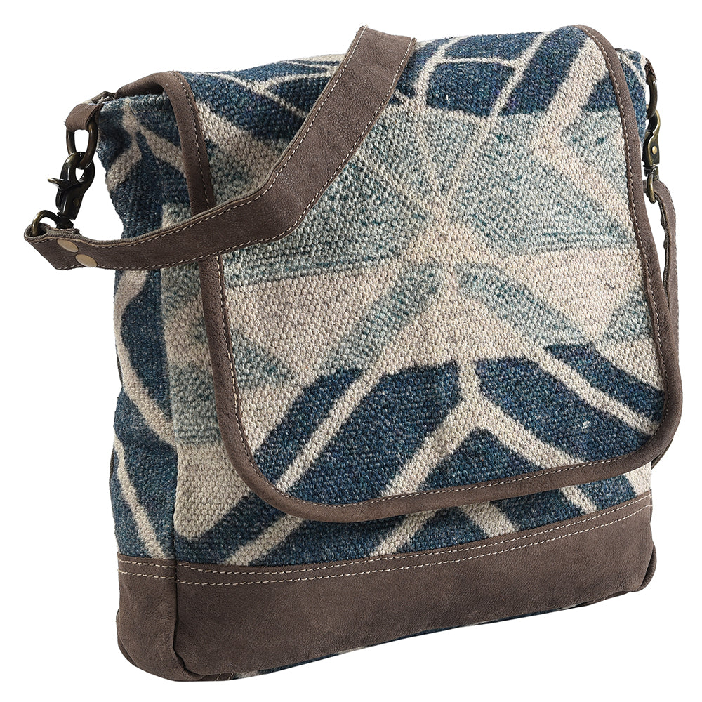 OHLAY Upcycled Wool Canvas Genuine Leather Messenger Bag