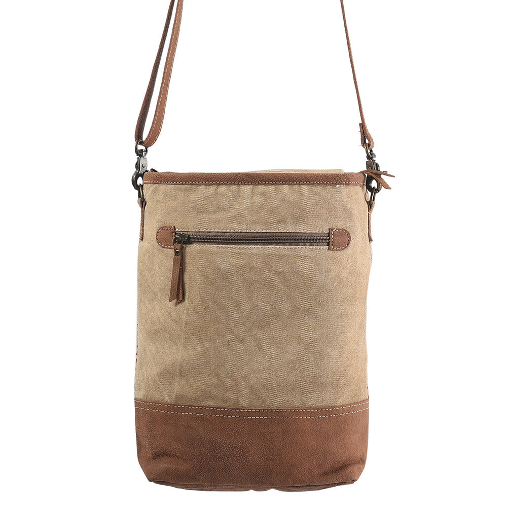 OHLAY Upcycled Canvas Genuine Leather Messenger Bag