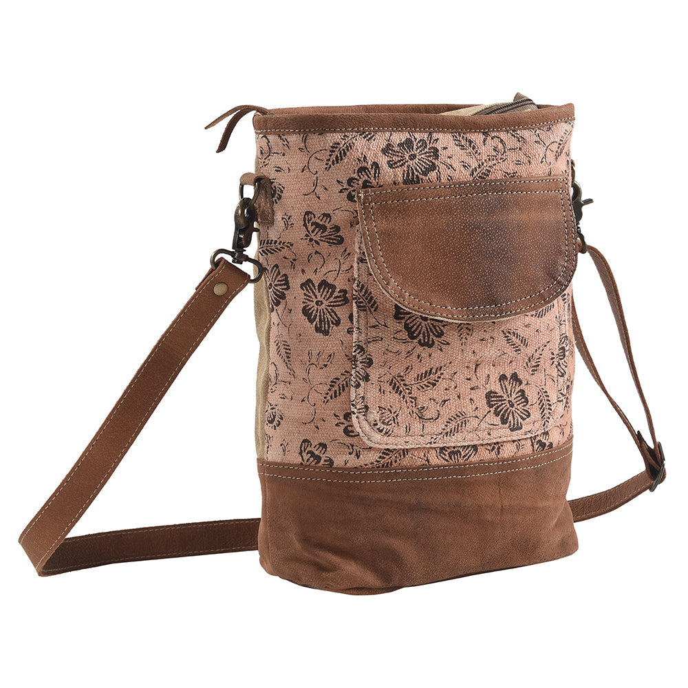 OHLAY Upcycled Canvas Genuine Leather Messenger Bag