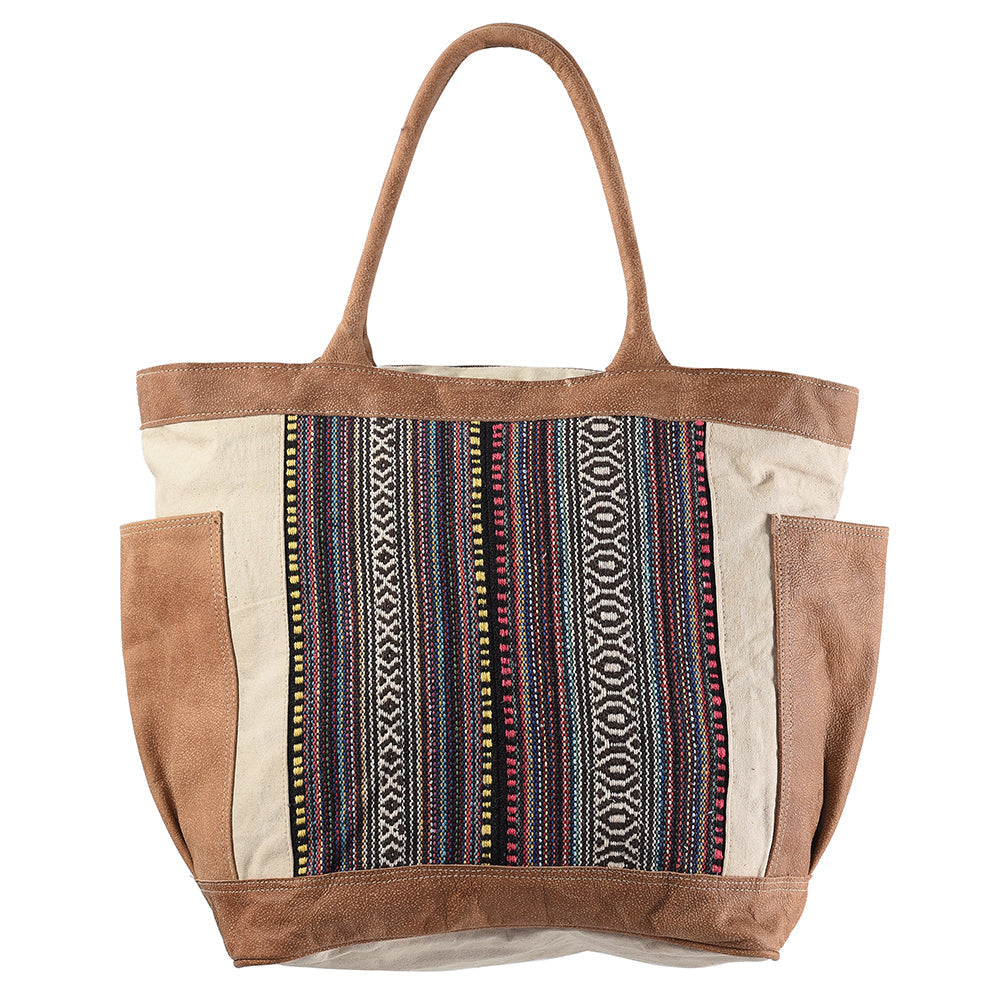 Ohlay Tote Upcycled Wool Upcycled Canvas Genuine Leather