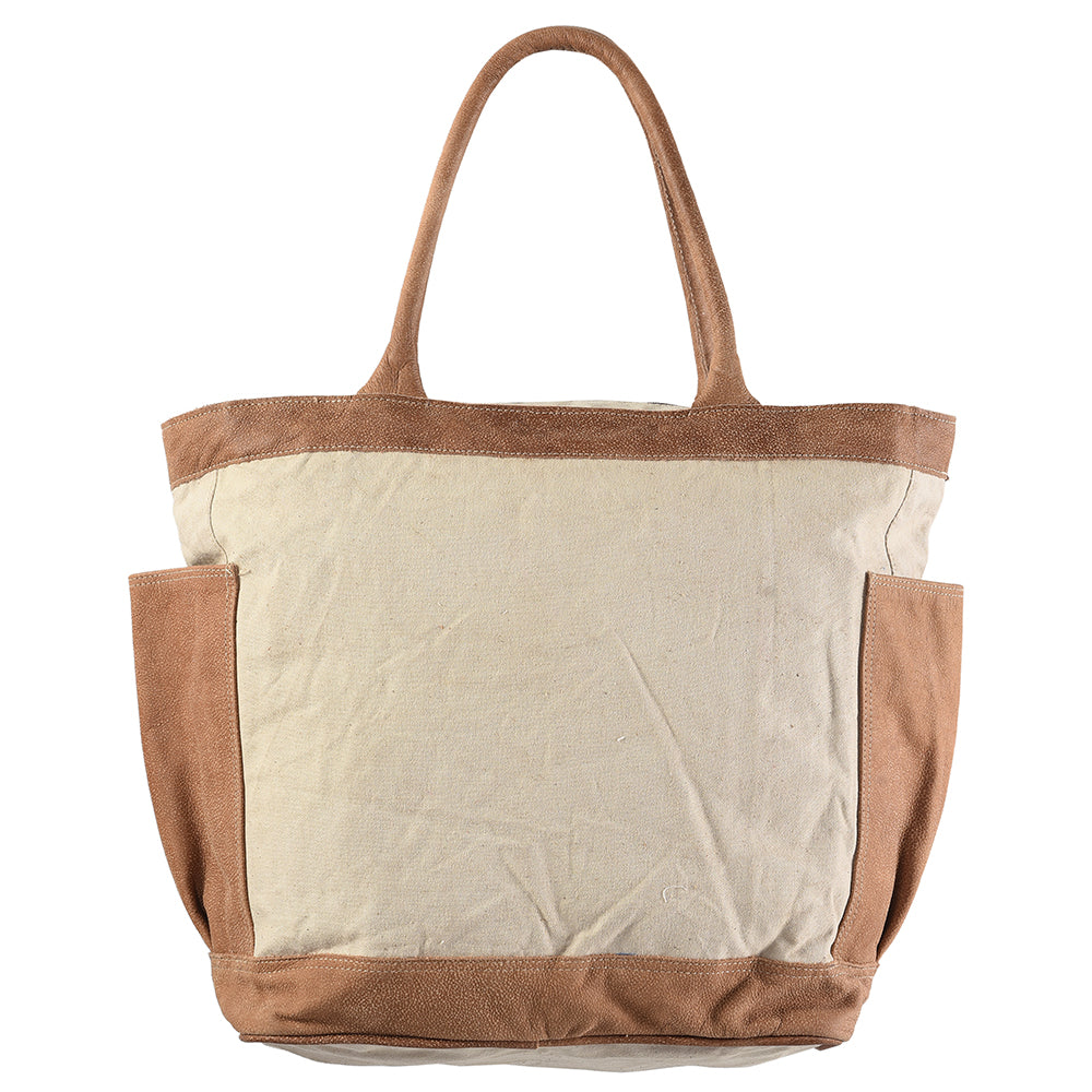 Ohlay Tote Upcycled Wool Upcycled Canvas Genuine Leather
