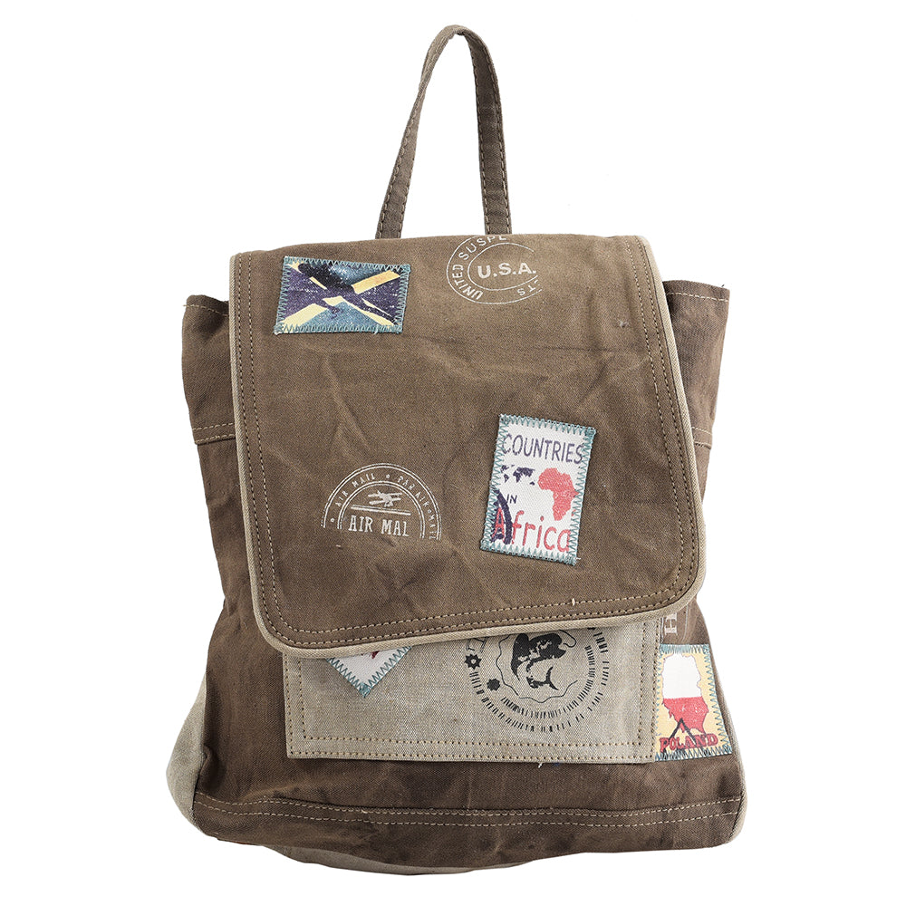 Ohlay Backpack Upcycled Canvas Genuine Leather