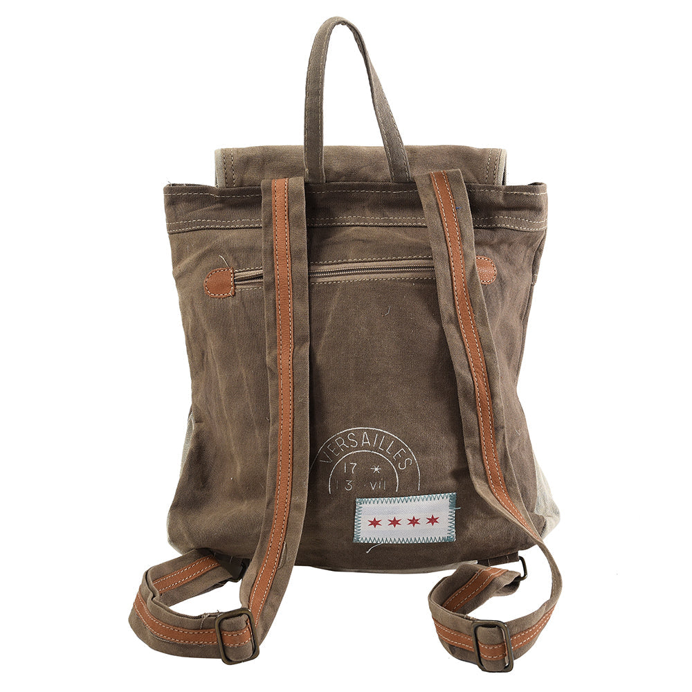 Ohlay Backpack Upcycled Canvas Genuine Leather