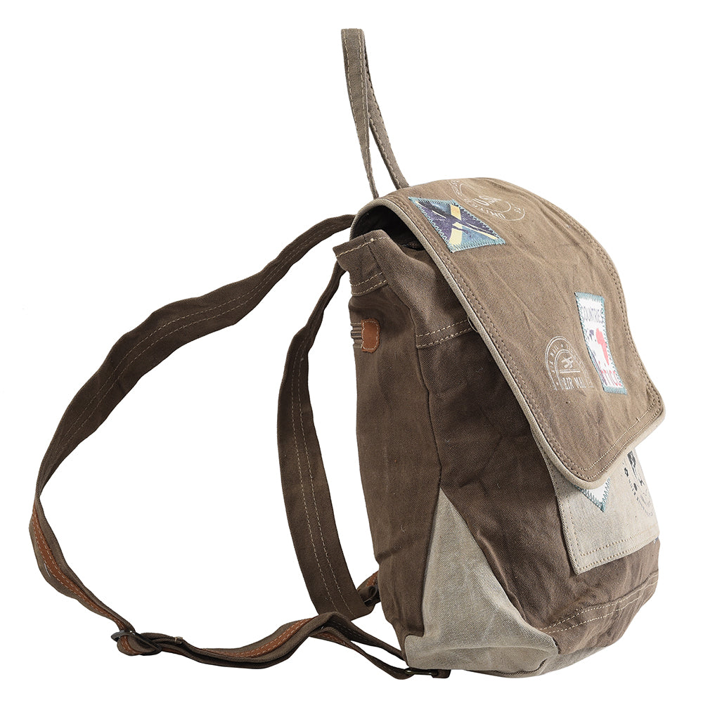 Ohlay Backpack Upcycled Canvas Genuine Leather