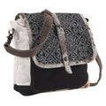 OHLAY Upcycled Canvas Hair-On Genuine Leather Messenger Bag
