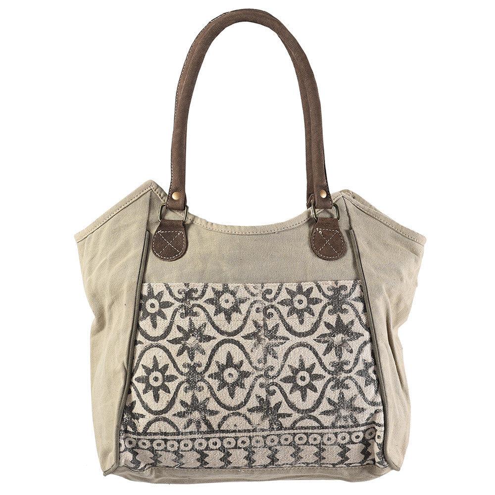 Ohlay Tote Upcycled Wool Upcycled Canvas Genuine Leather