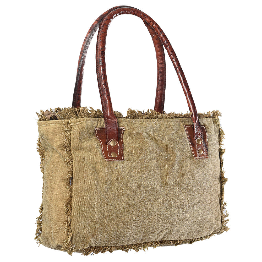 Ohlay Tote Upcycled Canvas Genuine Leather