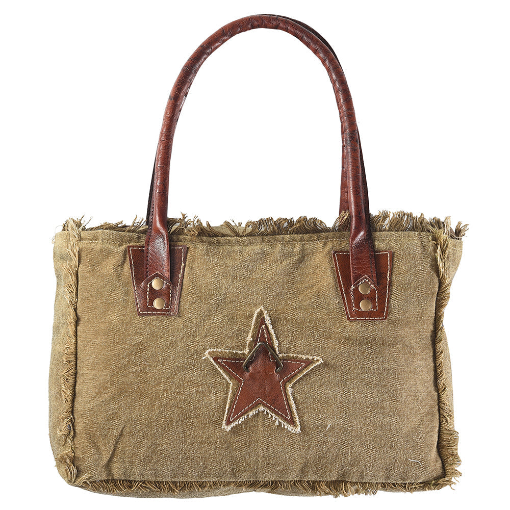 Ohlay Tote Upcycled Canvas Genuine Leather