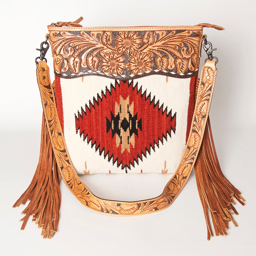 American Darling Signature Crossbody Hand Tooled Saddle Blanket Genuine Leather
