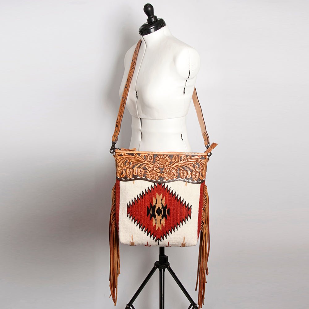 American Darling Signature Crossbody Hand Tooled Saddle Blanket Genuine Leather