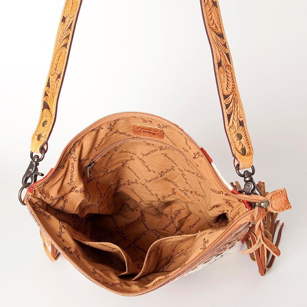 American Darling Signature Crossbody Hand Tooled Saddle Blanket Genuine Leather