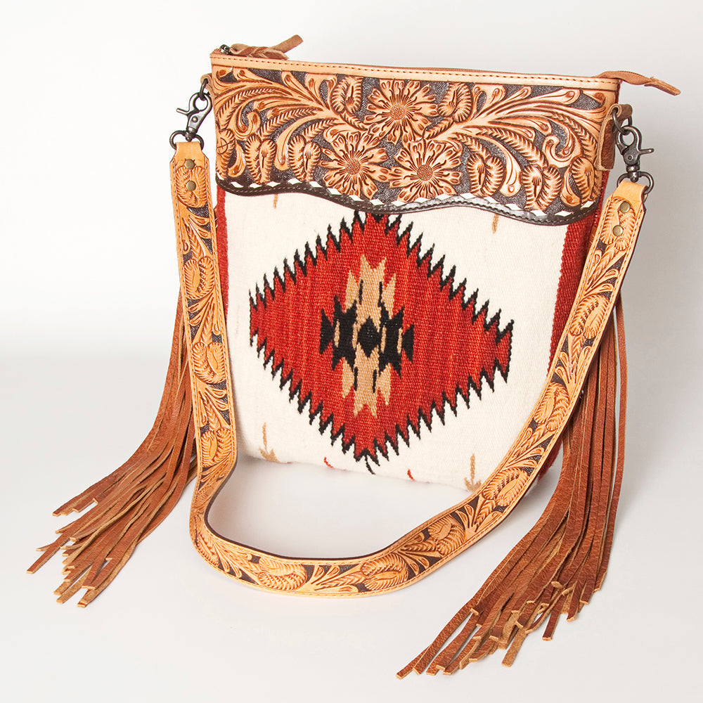 American Darling Signature Crossbody Hand Tooled Saddle Blanket Genuine Leather