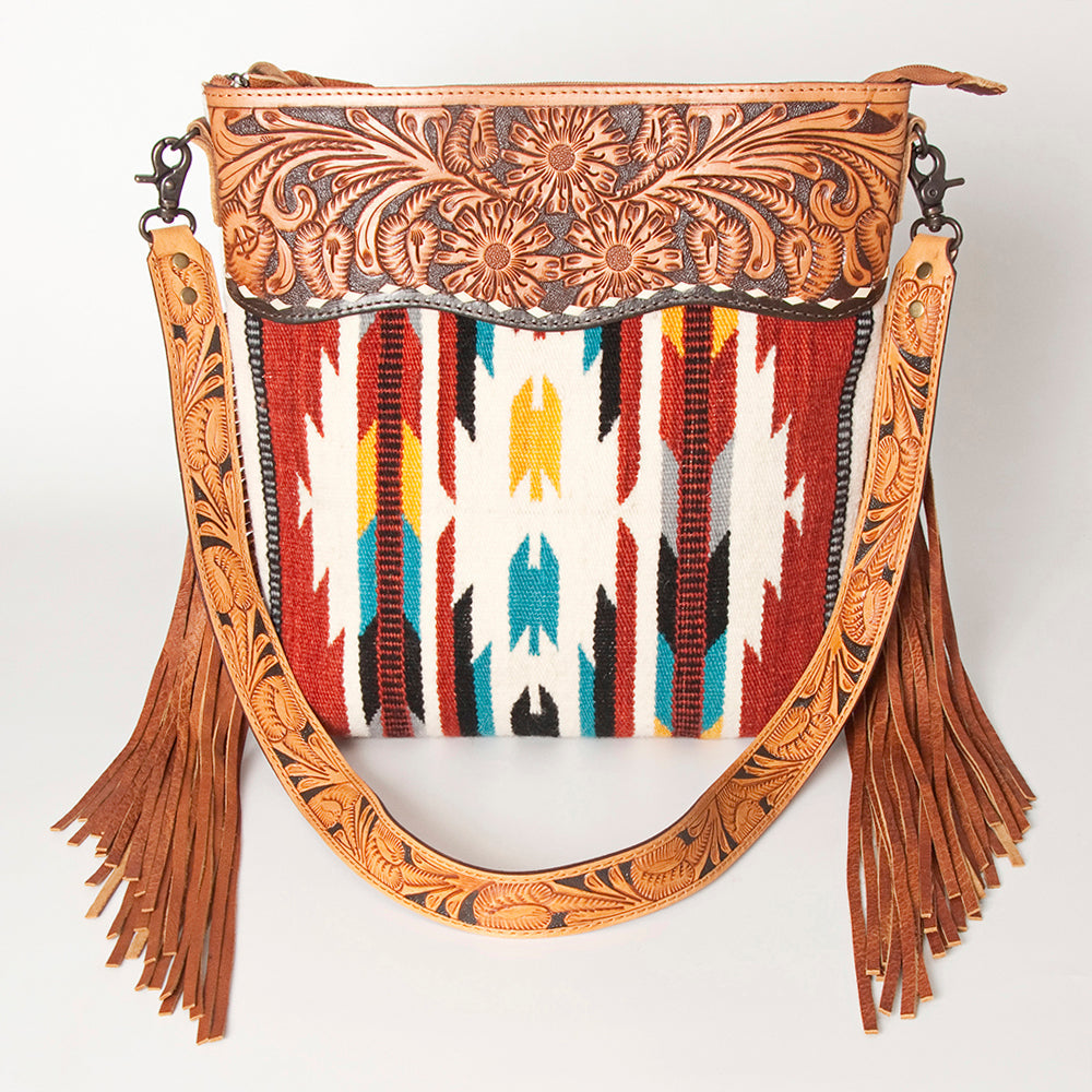 American Darling Signature Crossbody Hand Tooled Saddle Blanket Genuine Leather