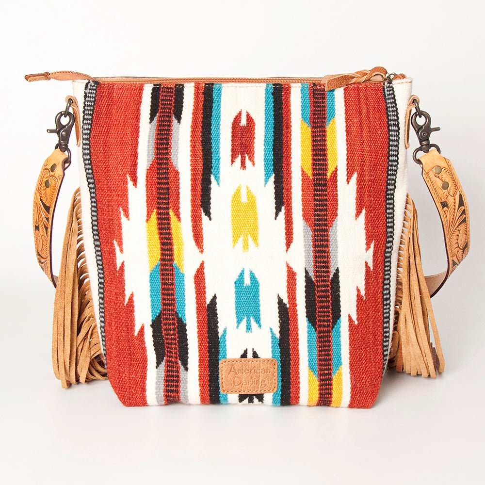 American Darling Signature Crossbody Hand Tooled Saddle Blanket Genuine Leather