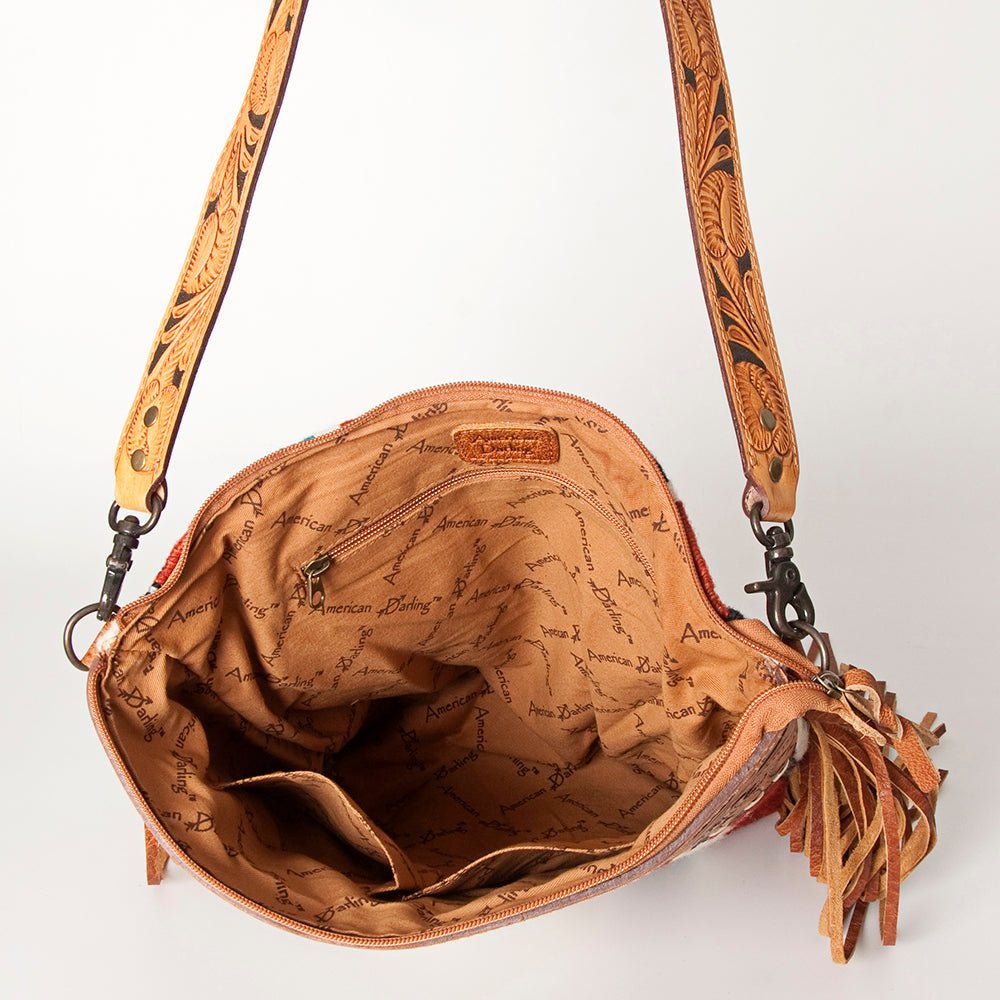 American Darling Signature Crossbody Hand Tooled Saddle Blanket Genuine Leather