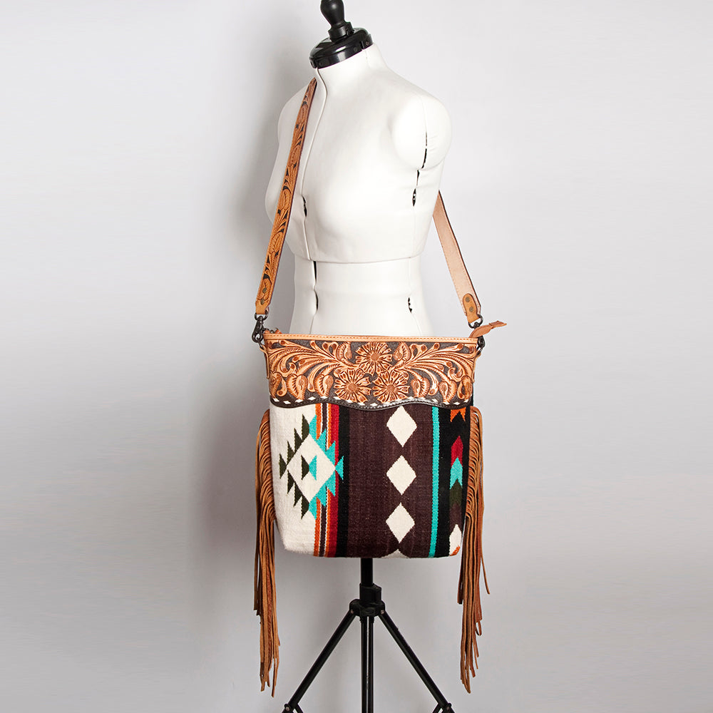 American Darling Signature Crossbody Hand Tooled Saddle Blanket Genuine Leather