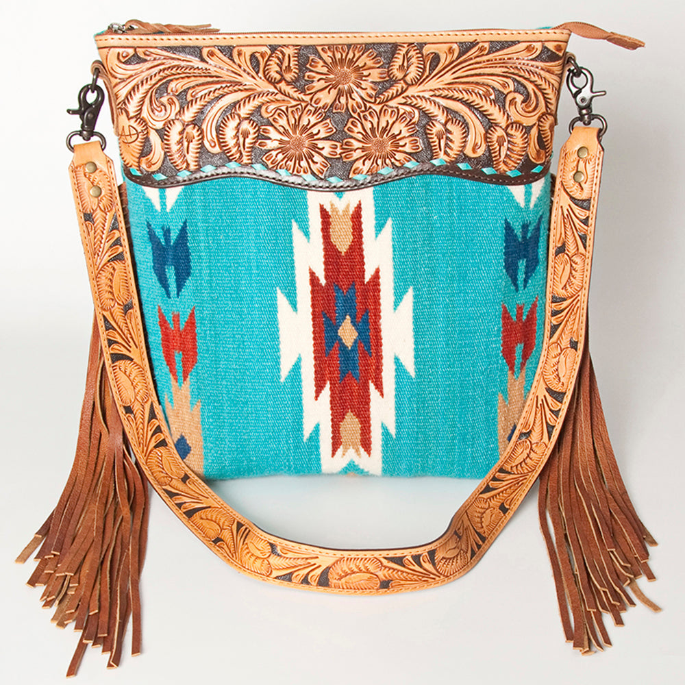 American Darling Signature Crossbody Hand Tooled Saddle Blanket Genuine Leather