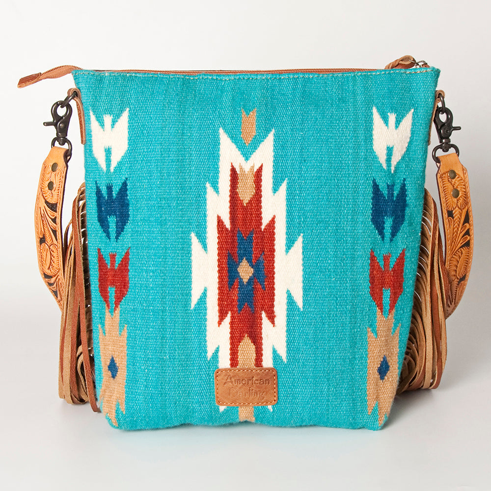 American Darling Signature Crossbody Hand Tooled Saddle Blanket Genuine Leather
