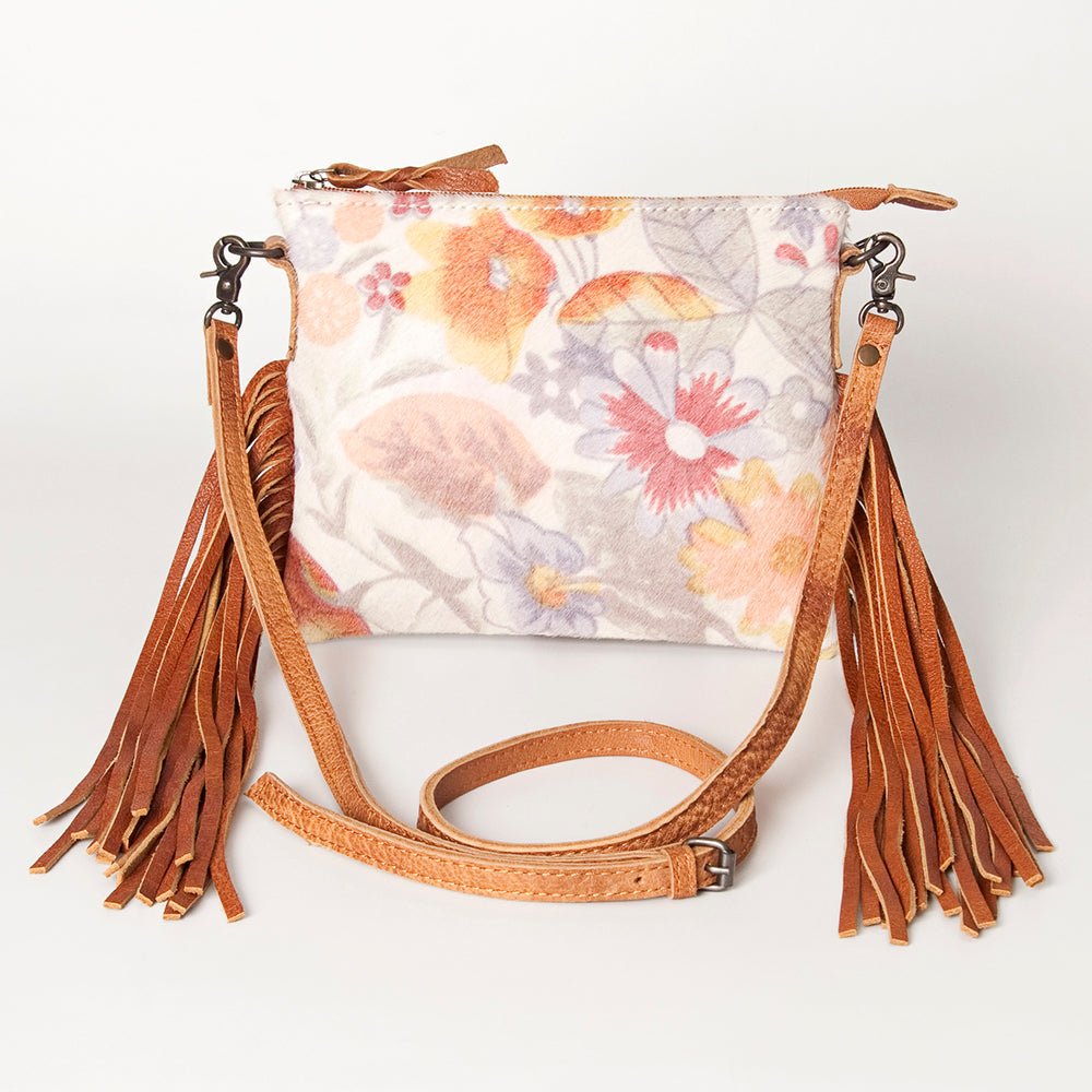 American Darling Western Small Crossbody Bag – Genuine Hair-On Cowhide Leather with Fringes, Adjustable Strap, Handcrafted in Texas
