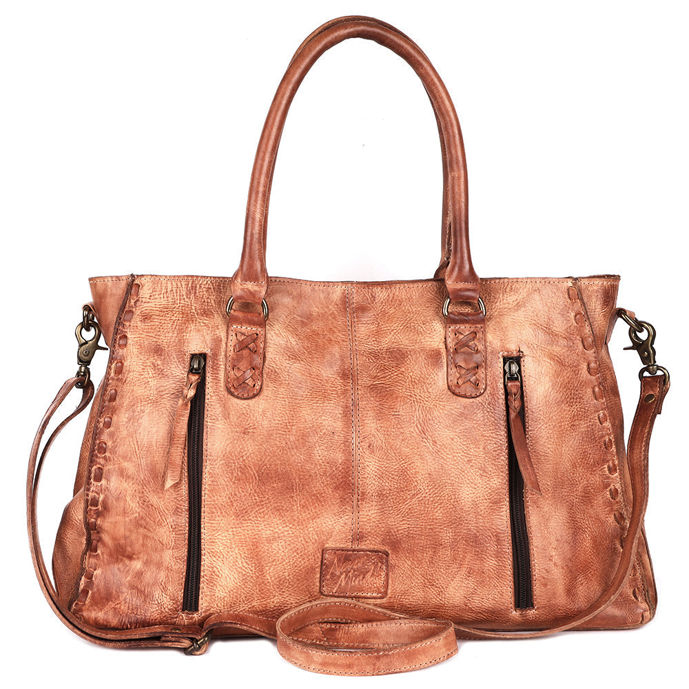 Never Mind Tote Vintage Handmade Genuine Cowhide Leather