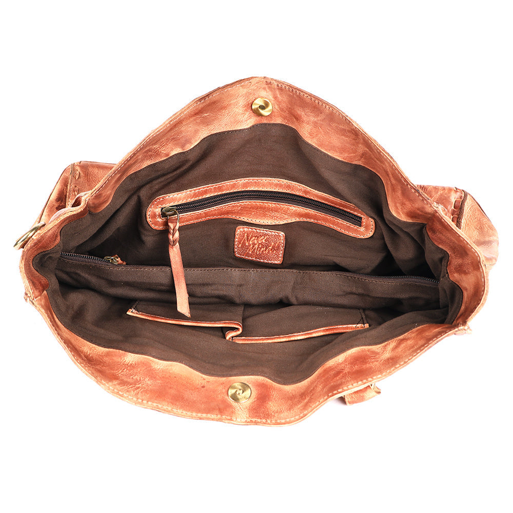 Never Mind Tote Vintage Handmade Genuine Cowhide Leather