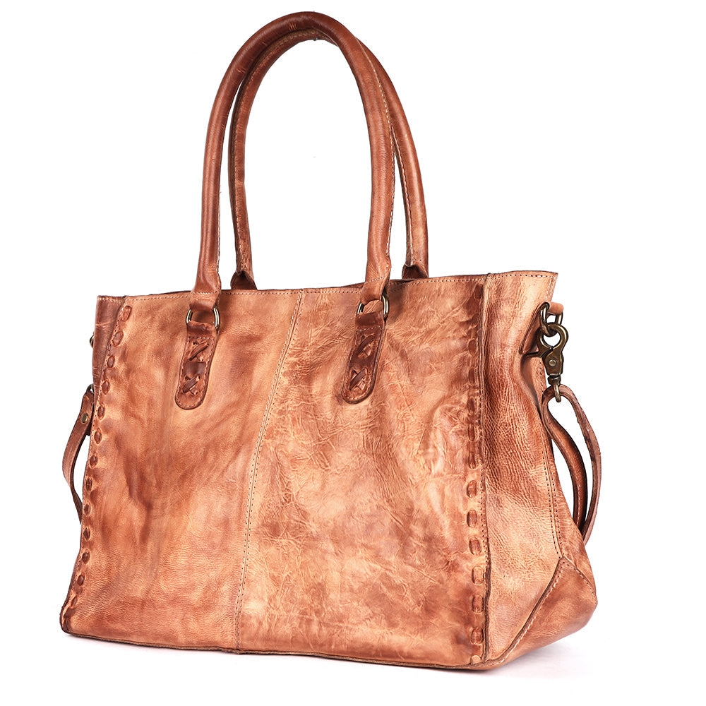 Never Mind Tote Vintage Handmade Genuine Cowhide Leather