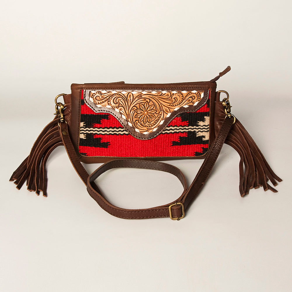American Darling Small Crossbody Hand Tooled Saddle Blanket Genuine Leather