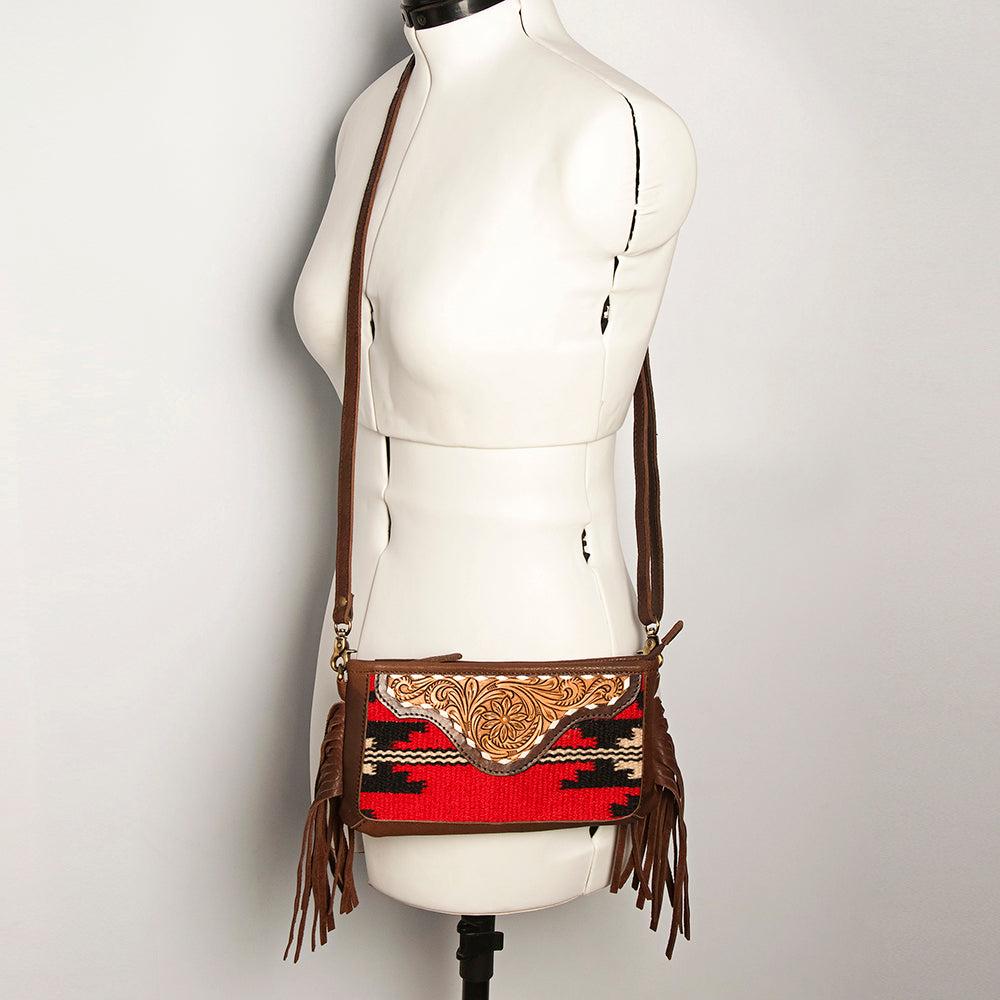 American Darling Small Crossbody Hand Tooled Saddle Blanket Genuine Leather