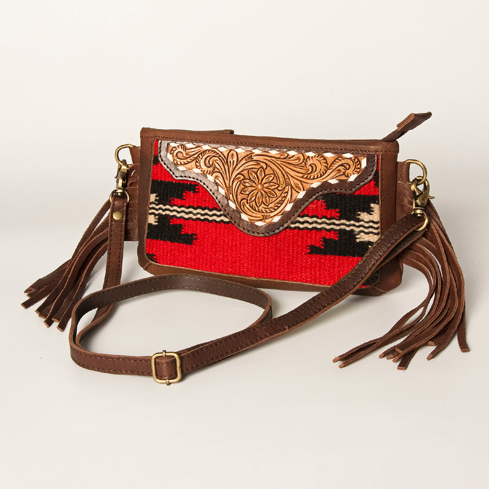 American Darling Small Crossbody Hand Tooled Saddle Blanket Genuine Leather