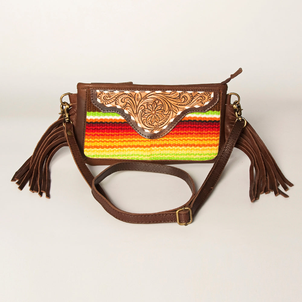 American Darling Small Crossbody Hand Tooled Saddle Blanket Genuine Leather