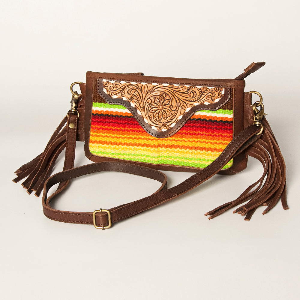 American Darling Small Crossbody Hand Tooled Saddle Blanket Genuine Leather