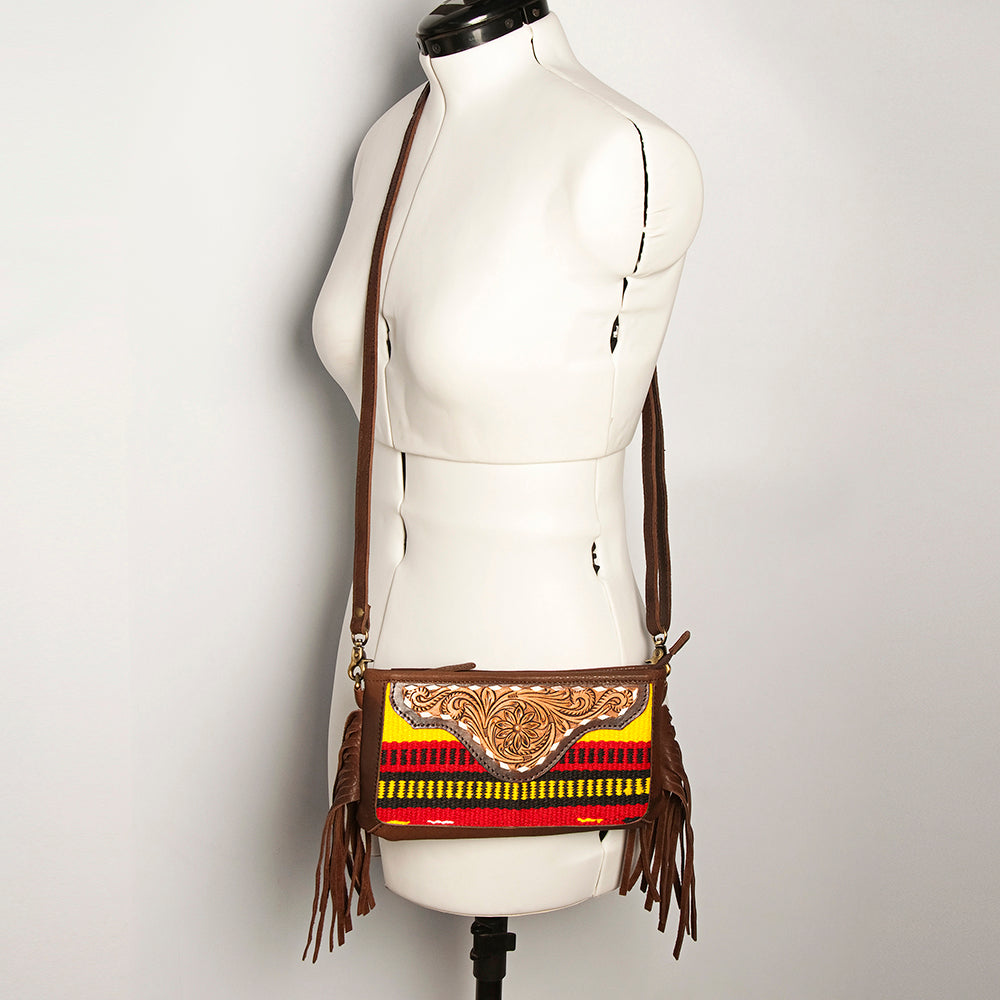 American Darling Small Crossbody Hand Tooled Saddle Blanket Genuine Leather